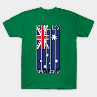 Hello Australia Vertical Australian Flag T-Shirt